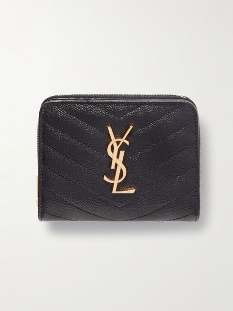 Monogramme quilted textured-leather wallet Black