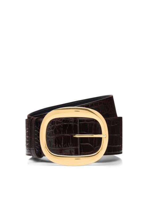 SHINY STAMPED CROCODILE LEATHER URSULA BELT