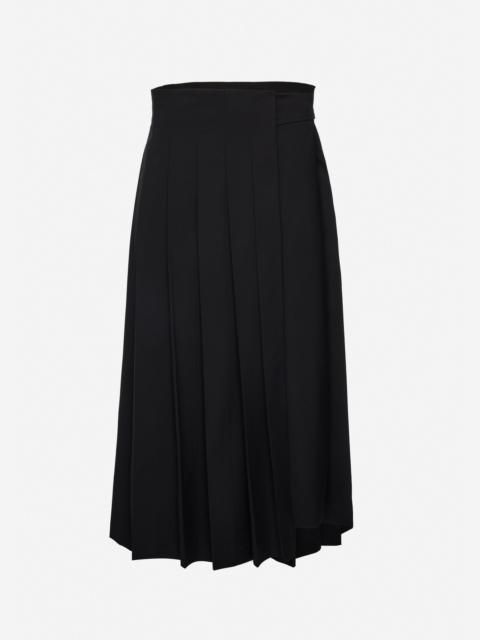Long pleated wrap skirt in black