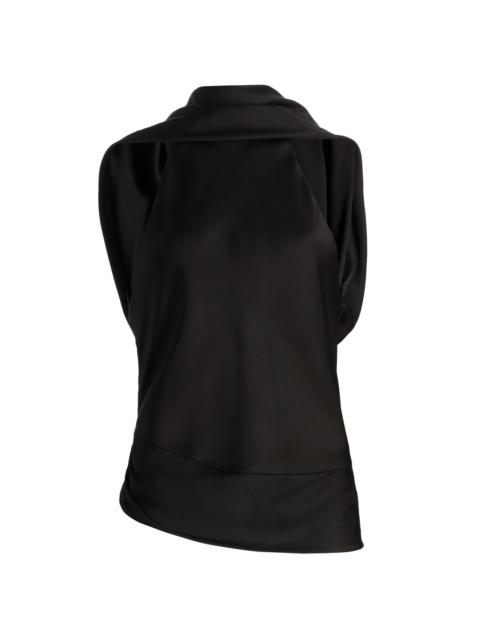 SIMKHAI Women's Samira Satin Cape Top - Black