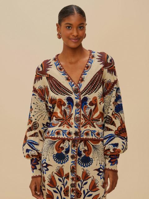 FARM RIO Sand Nature Land Knit Cardigan