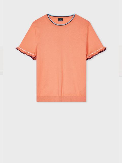 Paul Smith Women's Apricot Knitted Top with Frill Sleeves