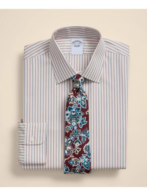 Brooks Brothers Supima® Cotton Non-Iron Pinpoint Oxford Ainsley Collar, Stripe Dress Shirt