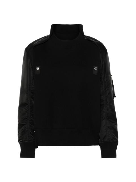 sacai layered-design cotton-blend sweatshirt