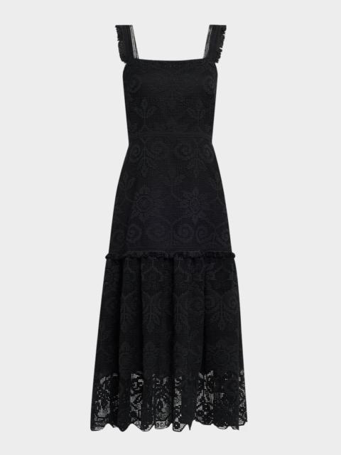 KOBI HALPERIN Mona Square-Neck Lace Midi Dress