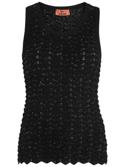 Zigzag sequin-embellished knitted tank