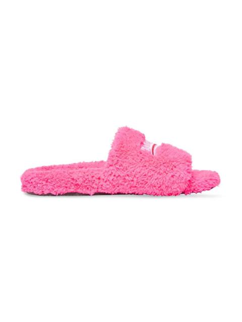 Women's Furry Slide Sandal in Bright Pink