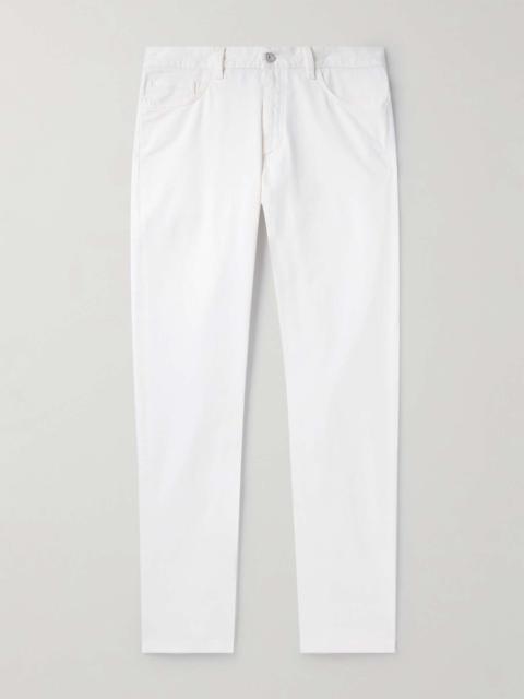 ZEGNA Leather-Trimmed Straight-Leg Jeans