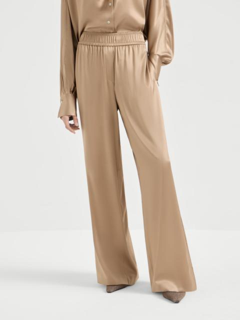 Brunello Cucinelli Stretch silk satin track trousers
