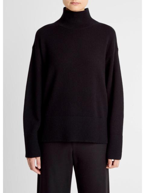 Vince Wool-Cashmere Side-Slit Turtleneck Sweater