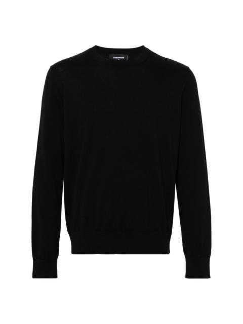 logo-plaque fine-knit jumper