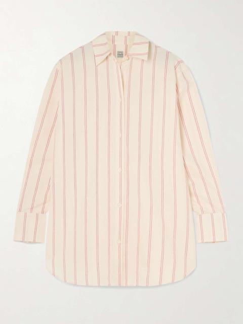 Totême Striped cotton and silk-blend shirt Ecru
