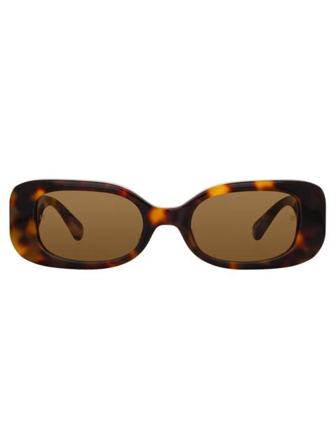 LINDA FARROW LOLA RECTANGULAR SUNGLASSES IN TORTOISESHELL