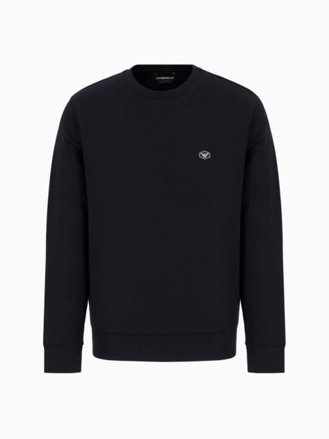 Crew-neck sweatshirt with micro logo patch