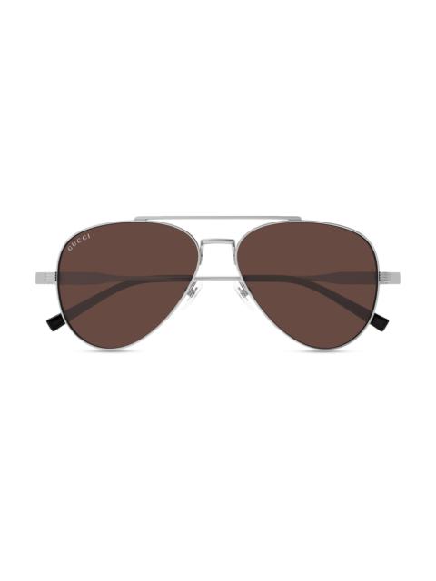 GUCCI Men's 57MM Pilot Sunglasses - Ruthenium Brown