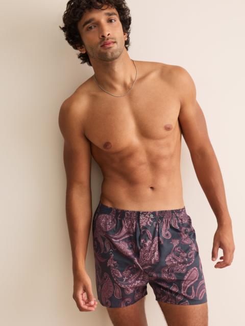 Derek Rose Ledbury Cotton Batiste Classic Fit Boxers Night Gray & Wine Paisley