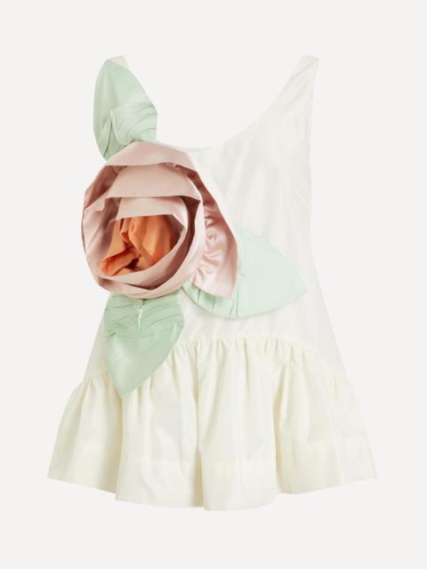 Simone Rocha Pressed Rosette Tilted Neck Petal Hem Dress