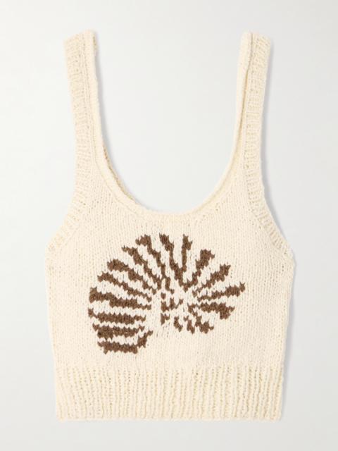 ALIX OF BOHEMIA Ansel Cropped Intarsia-knit Cotton Tank