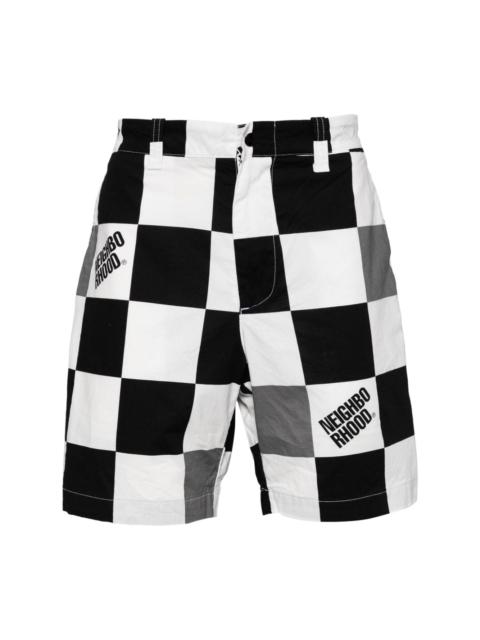 gingham logo print shorts