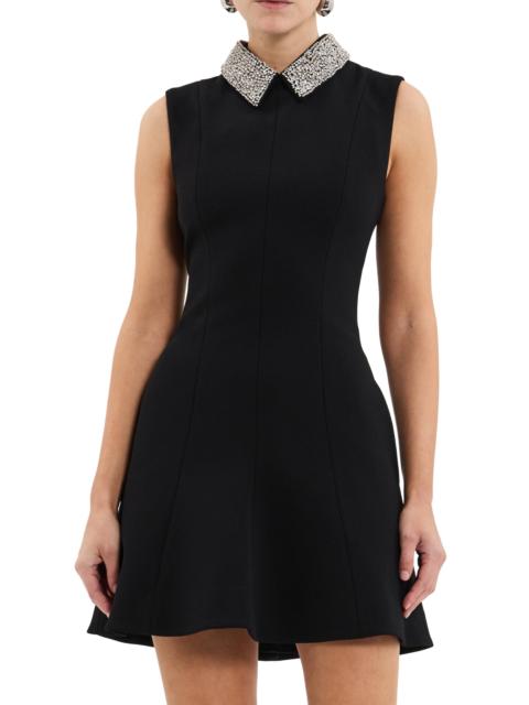 REBECCA VALLANCE Women's Violetta Diamanté-Collar Minidress - Black