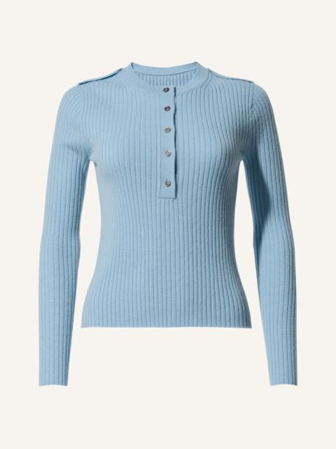 PERFECT MOMENT Ribbed Henley Wool & Cashmere Top