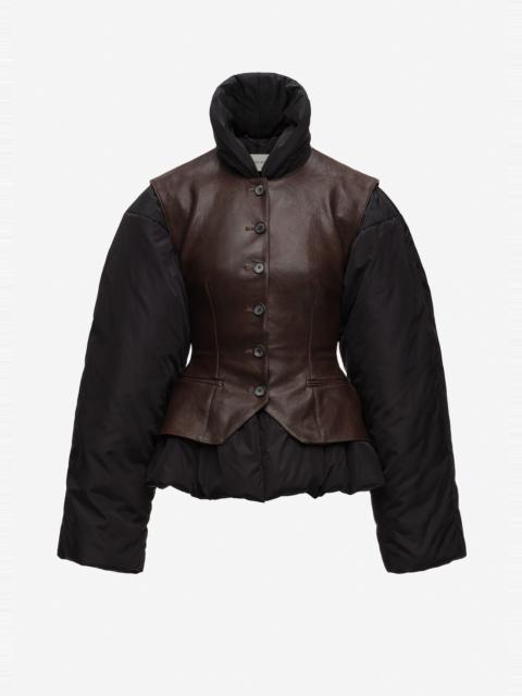 MAGDA BUTRYM Leather vest puffer jacket in black
