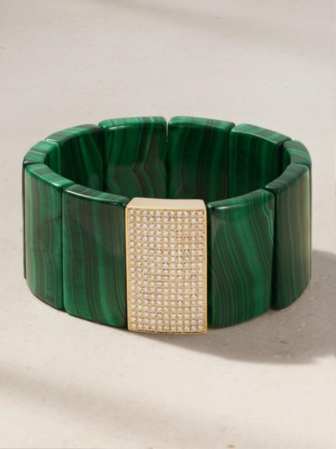 SYDNEY EVAN Large Spacer 14-karat Gold, Malachite And Diamond Bracelet