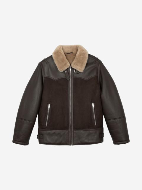 The Kooples SHORT SHEEPSKIN WITH BROWN SHERPA COLLAR