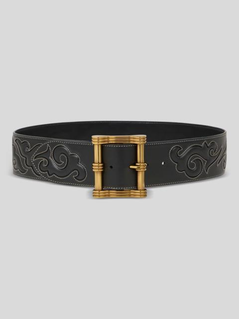 Etro LEATHER BELT WITH TEXAN EMBROIDERY