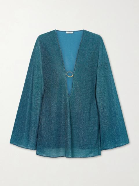 Oséree Lumière Embellished Metallic Stretch-knit Kaftan