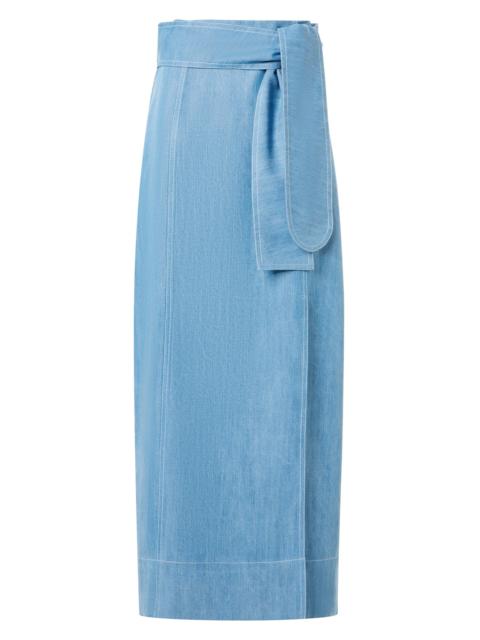AKRIS Women's Wrap-Style Denim Midi-Skirt - Sky Blue Denim