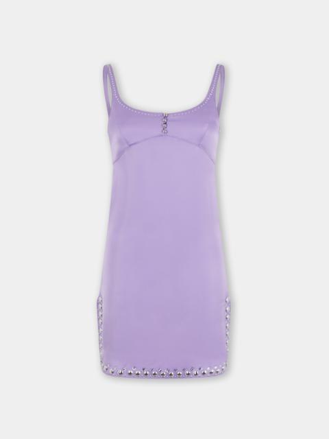 rabanne LAVENDER SHORT DRESS IN SATIN
