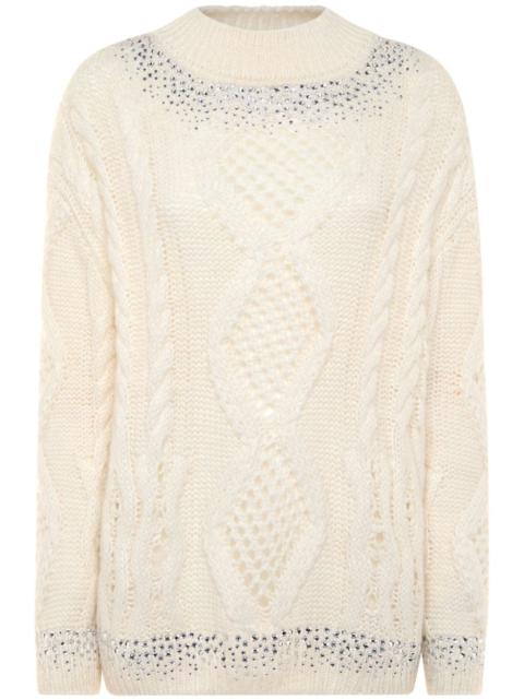 PHILIPP PLEIN rhinestone-embellished cable-knit sweater
