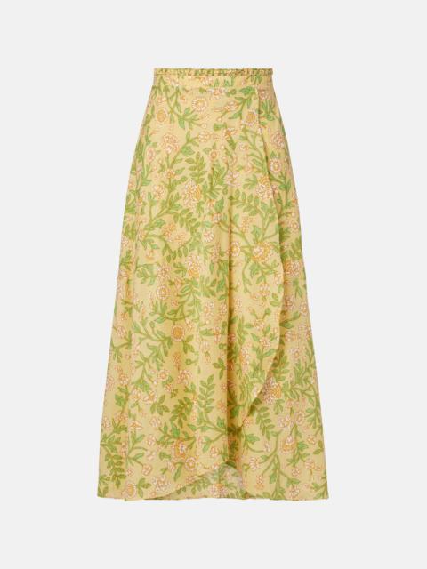 Poupette St Barth Eva floral cotton midi skirt