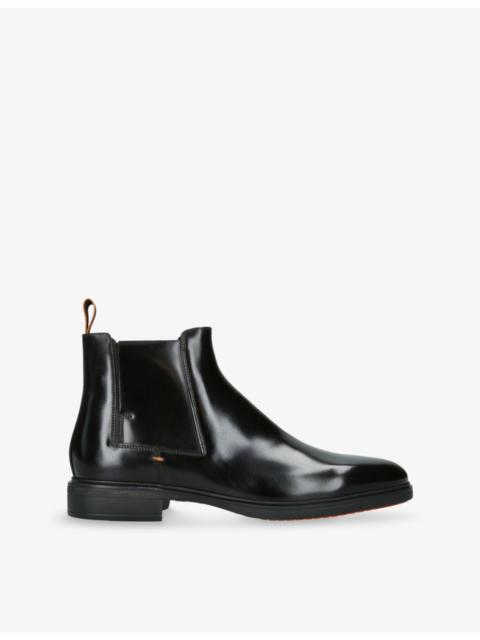 Santoni Easy On Leather Flat Chelsea Boots