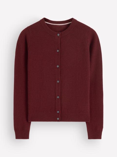 BODEN Elsie Cashmere Crew Cardigan-Deep Burgundy