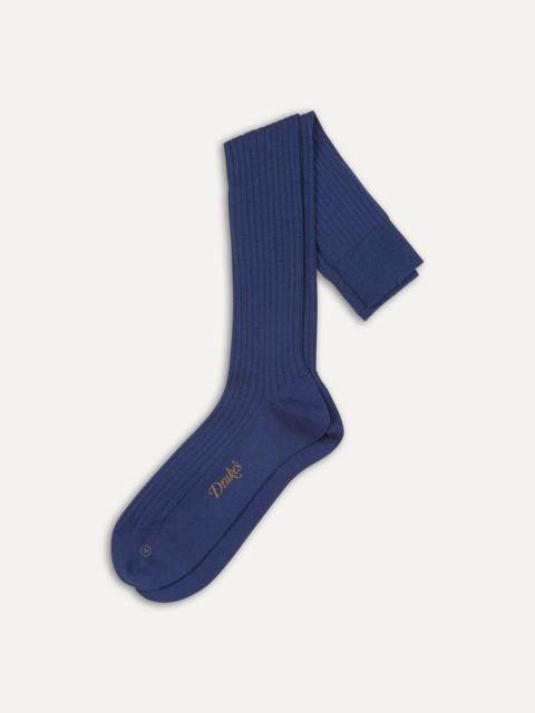 Drake's Blue Wool Over-the-Calf Socks