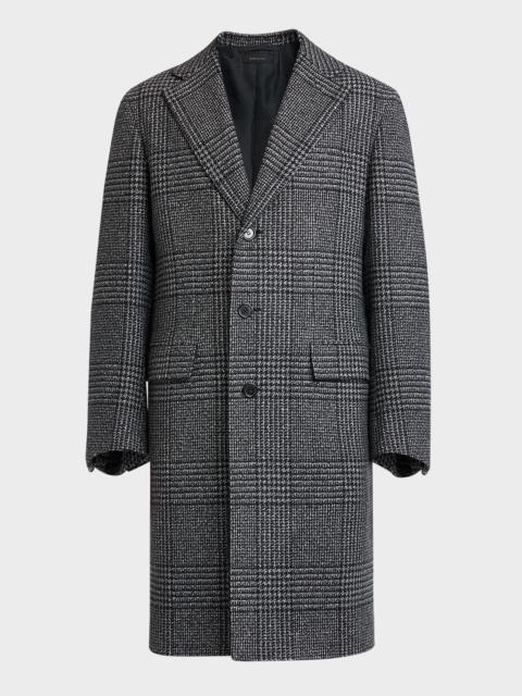 Brioni Men's Wool-Cashmere Plaid Topcoat
