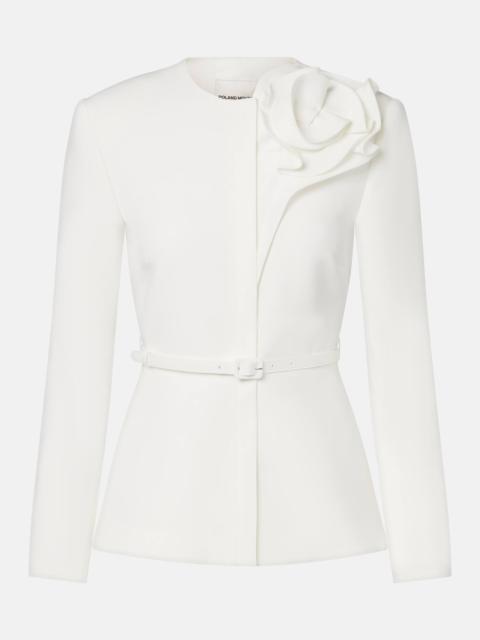 ROLAND MOURET Floral-appliqué crêpe jacket