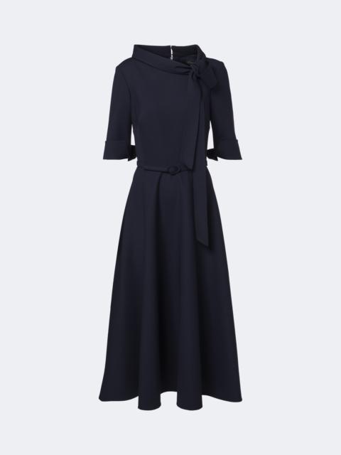 Oscar de la Renta Belted tie-neck wool-blend midi dress