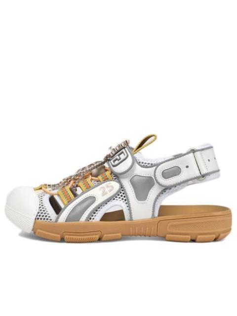 GUCCI (WMNS) Gucci Tinsel Sport Sandals 'Crystal White Grey' 571557-98D10-8475