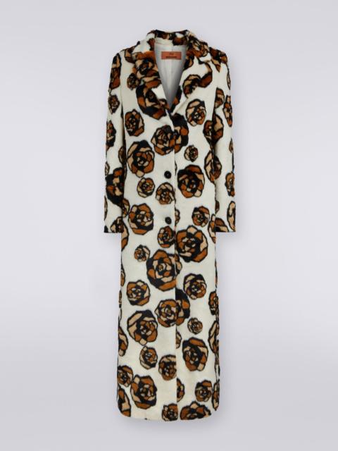 Missoni Long faux fur coat with roses