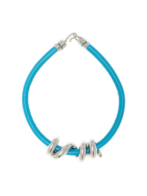 BEA BONGIASCA Sterling Silver Leather Necklace blue