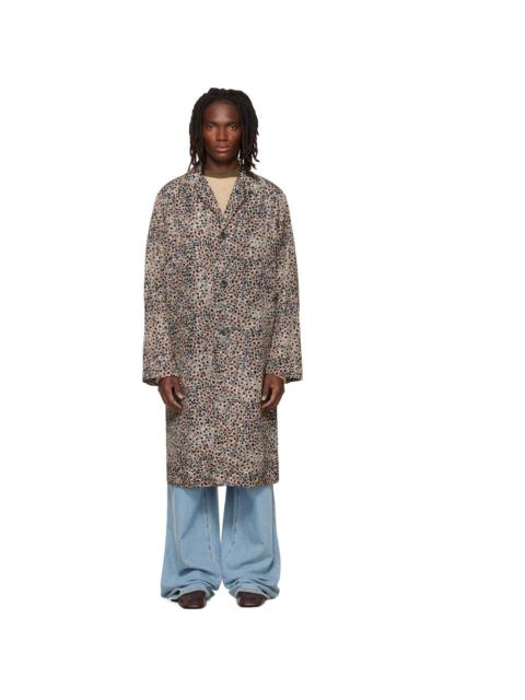 Dries Van Noten Gray Printed Coat