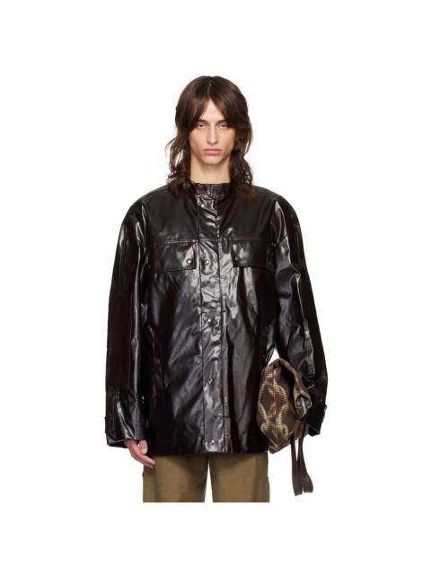 Dries Van Noten Brown Stand Collar Jacket
