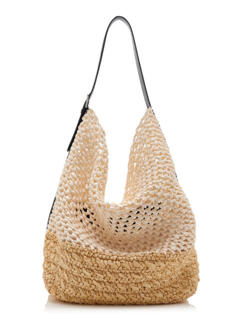 TOTEME Belted Woven Raffia Tote Bag white