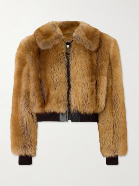 SAINT LAURENT Leather-trimmed Shearling Bomber Jacket