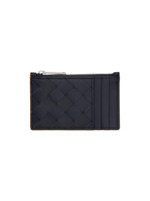 Bottega Veneta Black & Orange Intrecciato Zippered Card Case