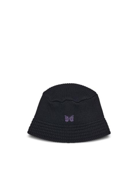 NEEDLES butterfly-embroidered ribbed bucket hat