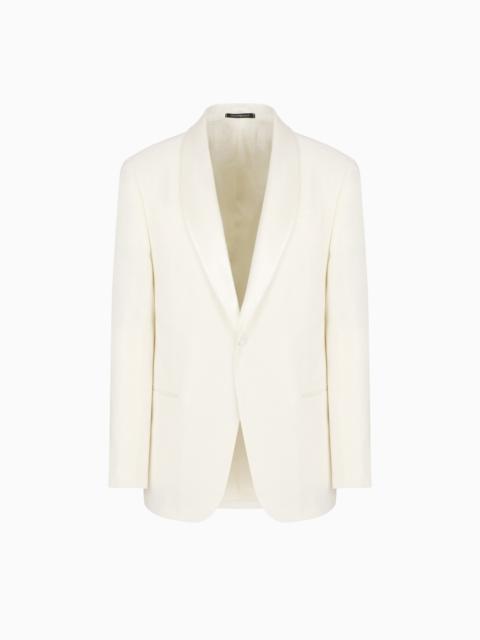 EMPORIO ARMANI SHAWL-COLLAR JACKET WITH SATIN LAPELS